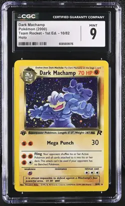 CGC 9 MINT Dark Machamp Team Rocket 1st Edition 10/82 Holo Pokemon Card - Image 1