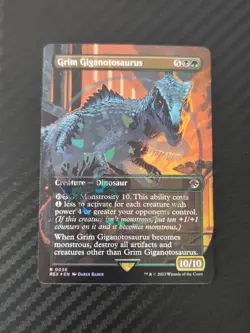 2023 Magic The Gathering Grim Giganotosaurus EMBOSSED Emblem Rex Borderless #036 - Image 1