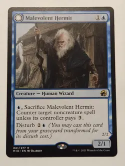 MTG Malevolent Hermit Benevolent Geist Innistrad: Midnight Hunt 061/277 Regu. - Image 1