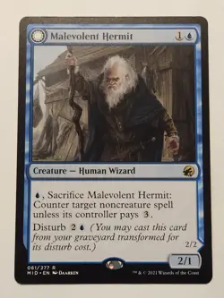 MTG Malevolent Hermit Benevolent Geist Innistrad: Midnight Hunt 061/277 Regu. - Image 3