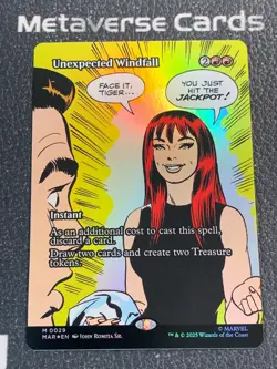 Magic MTG Unexpected Windfall Borderless Foil 0029 Marvel Spider-Man - Image 1