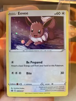 2021 Pokemon Eevee SWSH127 Black Star Promo Holo - NM with MISCUT! - Image 2