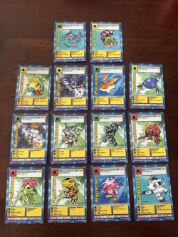 Lot of 14 Digimon Rookie Level Trading Cards 1999 Bandai Agumon First Edition - Image 1