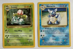 Pokemon TCG Base Set Starters Ivysaur 30/102 Wartortle 42/102 Card Lot NM - Image 1