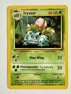 Pokemon TCG Base Set Starters Ivysaur 30/102 Wartortle 42/102 Card Lot NM - Image 2