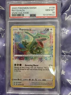 2020 Rayquaza 138/185 Sword & Shield Vivid Voltage Rare Card PSA 10 Gem Mint - Image 1