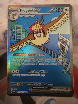Pidgeot EX 225/197 SV03: Obsidian Flames Holo Pokemon Trading Card Mint - Image 1
