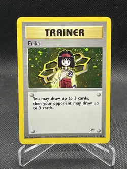 Pokemon TCG Erika Trainer Card 16/132 Holo Rare Gym Heroes LP Lightly Played - Image 1