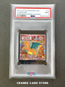 PSA 9 Pokemon Card Charizard #12 Horizons Wafer Sticker Holo Rare 2023 Japanese - Image 1