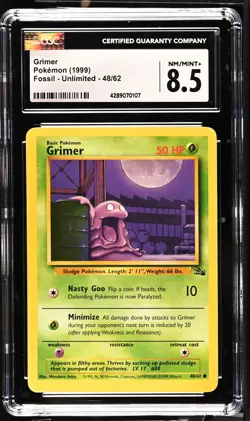 Grimer 48/62 Fossil Regular Pokemon Card CGC 8.5 - Image 1