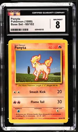 Ponyta 060/102 Base Set Regular Pokemon Card CGC 8 - Image 1
