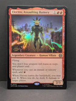 Electro, Assaulting Battery FOIL Prerelease Marvel's Spider-Man MTG Magic LP - Image 1