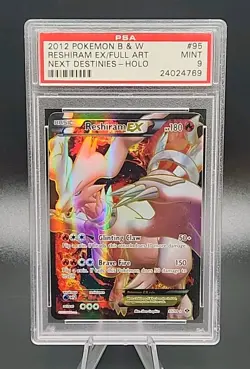 PSA 9 Mint 2012 Pokemon Reshiram EX Full Art 95/99 Black & White Next Destinies - Image 1