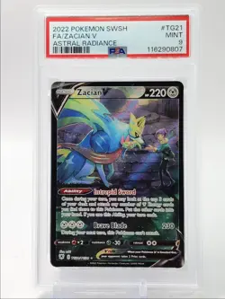 ZACIAN V 2022 POKEMON SWSH ASTRAL RADIANCE TRAINER HOLO RARE PSA 9 Q2820 - Image 1