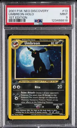 2001 POKEMON NEO DISCOVERY 1ST ED #13 UMBREON-HOLO PSA 9 - Image 1