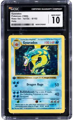 1999 Pokemon Gyarados 6 1st Edition Base Set CGC 10 - Image 1