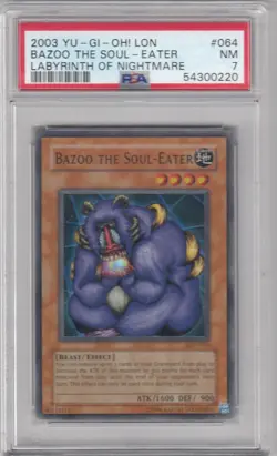 2003 Bazoo the Soul Eater Yu-Gi-Oh! Labyrinth of Nightmare #64 - PSA 7 NM - Image 1