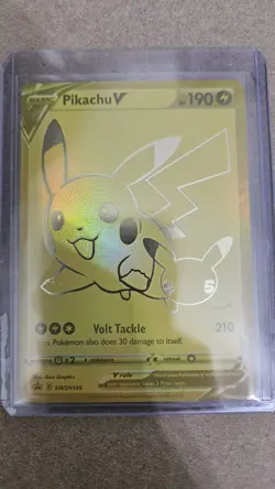 Pikachu V SWSH145 Sword & Shield Black Star Promo Card Pokemon Gold Holo Rare - Image 3