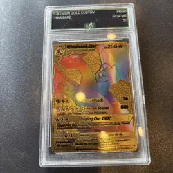 Rainbow Charizard GX Gold Metal Fan Art Pokemon Card HP250 150/147 EJE Gem 10 - Image 1