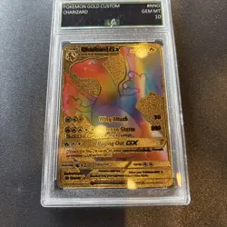Rainbow Charizard GX Gold Metal Fan Art Pokemon Card HP250 150/147 EJE Gem 10 - Image 3