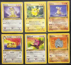 Pokemon Card Lot Jungle 1st Edition of 6 Pikachu Cubone Meowth Jigglypuff - Image 1