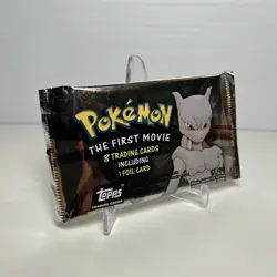 Vintage Topps Pokemon The First Movie Booster Pack 9 Cards Foil Black Logo New - Image 3