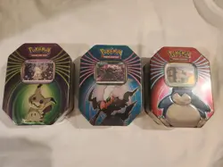 ?? Lot of 3 Pokemon Tin Set Snorlax Mimikyu Darkrai Sealed RARE TINS. 93 CARDS?? - Image 1