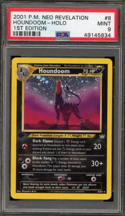 Pokemon Houndoom Neo Revelation 1st Edition Holo Rare #8 PSA 9 Mint - Image 1