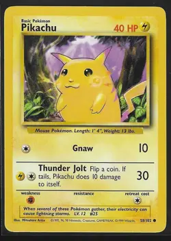 Pikachu 58/102 1999 Pokemon Base Set NM/M MINT - Image 1