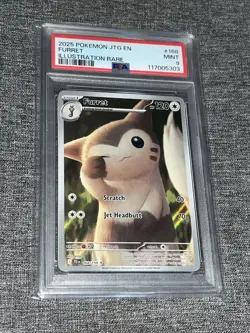 2025 POKEMON JTG EN JOURNEY TOGETHER ILLUSTRATION RARE #168 FURRET PSA 9 - Image 1