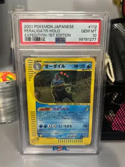 Pokemon Japanese 2001 1st Ed Expedition Base Set Feraligatr 112/128 PSA 10 Holo - Image 1