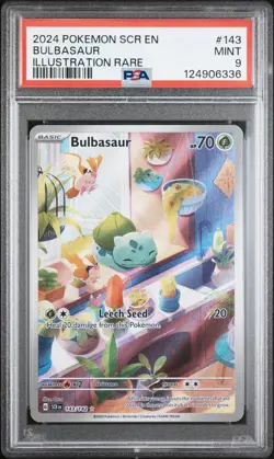2024 POKEMON SCR EN-STELLAR CROWN ILLUSTRATION RARE #143 BULBASAUR PSA 9 - Image 1