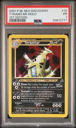 PSA 1 PR POOR Tyranitar 2001 1st Edition Neo Discovery 12/75 POP 8 Pokemon - Image 1