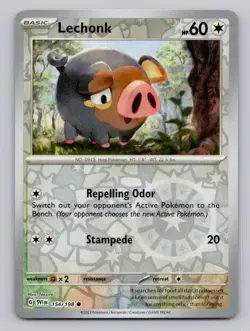 Reverse Holo Lechonk #154/198 Common SV01: Scarlet & Violet Base Set Pokemon - Image 1