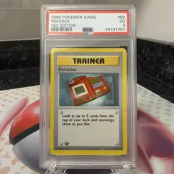 1999 Pokemon Game Base Set 1st Edition #87 Pokedex PSA 3 VG - Shadowless 4 Dates - Image 1
