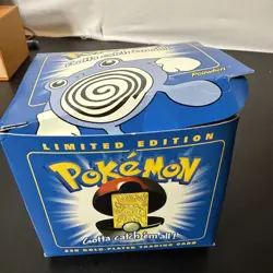 Pokemon 23K Gold Plated Poliwhirl Trading Card 1999 Burger King Sealed Inside! - Image 1