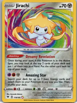 Jirachi 119/185 Amazing Rare SWSH04: Vivid Voltage Pokemon Card - Image 1