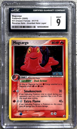 Pokemon Card Magcargo Reverse Holo CGC 9 Mint, Ex Unseen Forces 41/115, 2005 - Image 1
