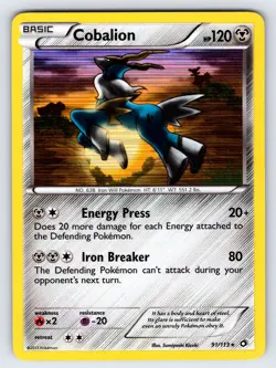 Cobalion 91/113 2013 B&W Legendary Treasures Pokemon Card TCG Holo Rare - VLP - Image 1