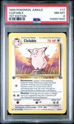 1st Edition Jungle Clefable 17/64 PSA 8 1999 Pokemon TCG - Image 1
