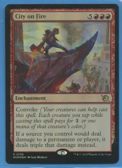 MTG: Planeswalker Stamp: March of the Machine: City on Fire: FOIL - Image 1