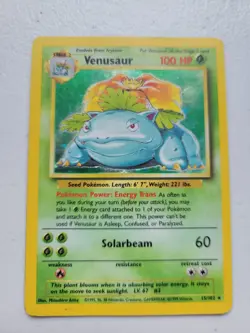 1999 Venusaur 15/102 Base Set Unlimited Holo Rare Pokemon TCG - Image 1