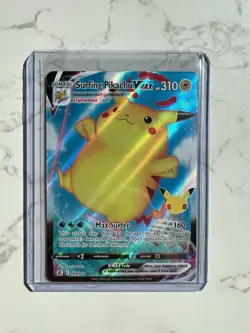 Pokemon TCG Surfing Pikachu VMAX Full Art 009/025 Celebrations Holo Rare 2021 - Image 1
