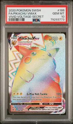 2020 POKEMON SWORD & SHIELD VIVID VOLTAGE SECRET FULL ART / PIKACHU VMAX PSA 10 - Image 1