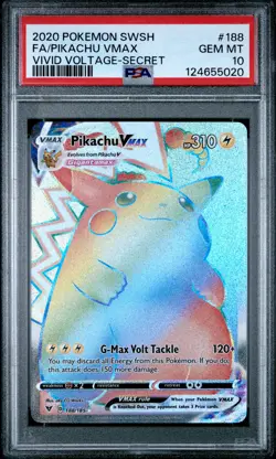 2020 POKEMON SWORD & SHIELD VIVID VOLTAGE SECRET FULL ART/PIKACHU VMAX PSA 10 - Image 1