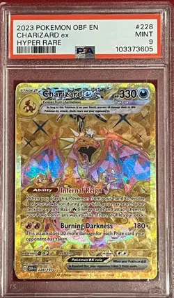 2023 POKEMON OBF EN OBSIDIAN FLAMES HYPER RARE #228 CHARIZARD EX PSA 9 - Image 1