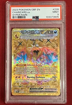 2023 POKEMON OBF EN OBSIDIAN FLAMES HYPER RARE #228 CHARIZARD EX PSA 9 - Image 5