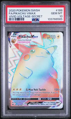 2020 POKEMON SWORD & SHIELD VIVID VOLTAGE SECRET FULL ART/PIKACHU VMAX PSA 10 - Image 1