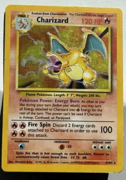 1999 Pokemon TCG Charizard Base Set Holo Rare Card 4/102 - Image 1