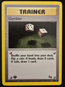 1st Edition Gambler 60/62 Fossil Non Holo WoTC Pokemon Trading Card Game 1999 LP - Image 1